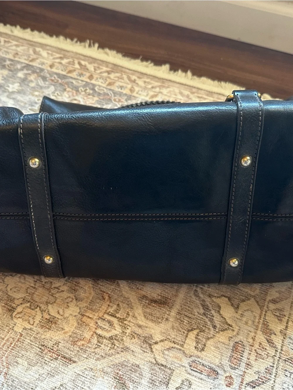 Dooney & Bourke Black Leather Satchel with Gold Hardware